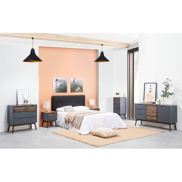 Antracit/tamno smeđa visoka komoda od borovine 80x82 cm Nussa - Marckeric-image-1