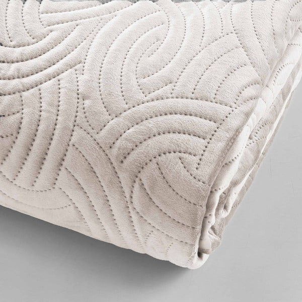 Krem set prekrivača i jastučnice od samta 240x260 cm Solange – douceur d'intérieur-image-2