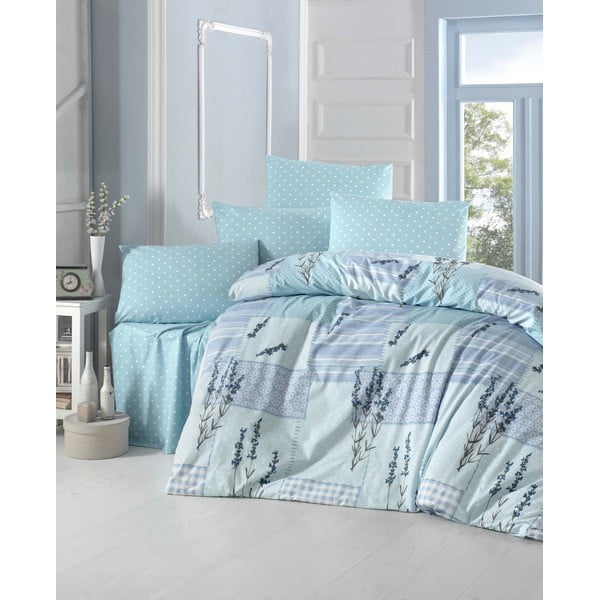Plava posteljina sa plahtama za krevet za jednu osobu Burcak, 160 x 220 cm