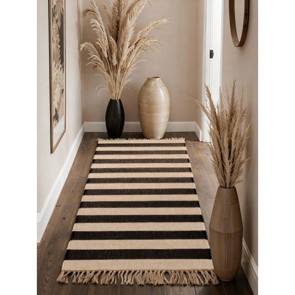 Crna/krem ručno rađena jutena staza 80x200 cm Playa – Hanse Home-image-2