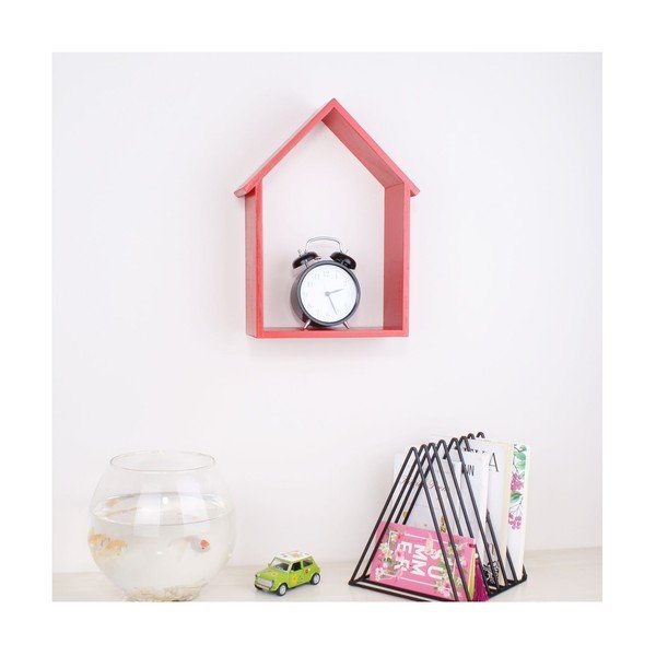 Crvena drvena zidna polica North Carolina Scandinavian Home Decors House-image-1
