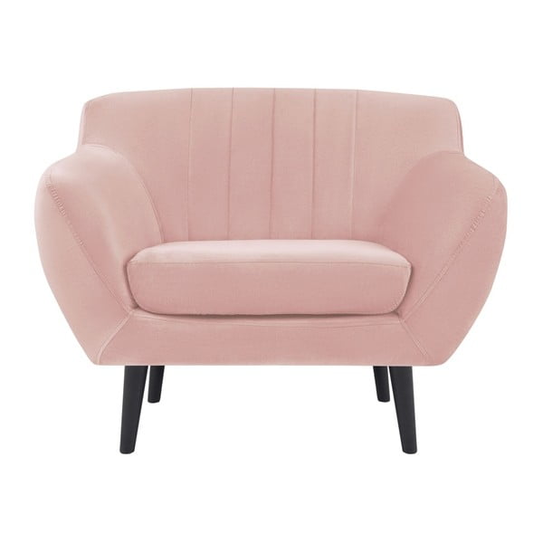 Svijetlo ružičasta fotelja Mazzini Sofas Toscane, crne noge