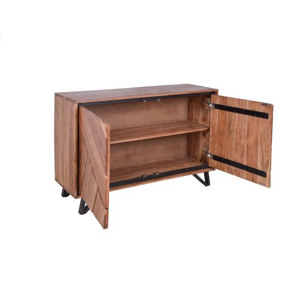 Ormarić od masivnog bagrema u prirodnoj boji 120x78x40 cm Ambala – Interia Home & Living-image-3