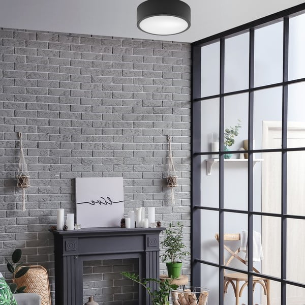 Crna stropna svjetiljka sa staklenim sjenilom - LAMKUR-image-2