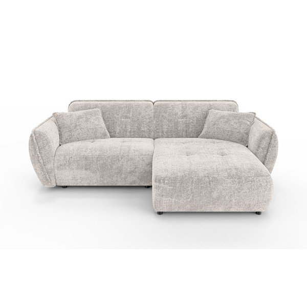 Bež kutna garnitura od šenila (s desnim kutom/s ležaljkom) Nelia – Ropez