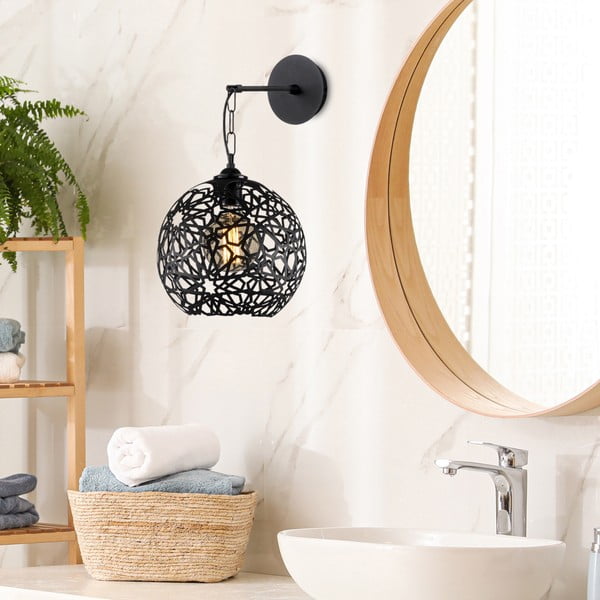 Crna zidna lampa ø 25 cm Fellini – Opviq lights-image-1