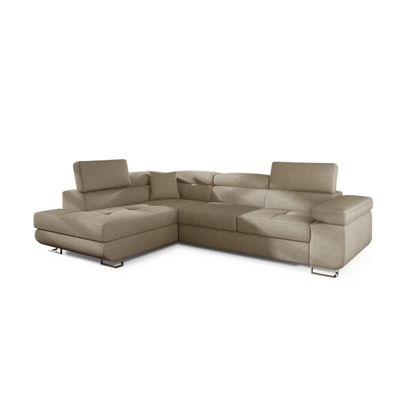 Bež sklopiva/s prostorom za odlaganje kutna garnitura (s lijevim kutom/u obliku slova L) Anton – ELTAP-image-2