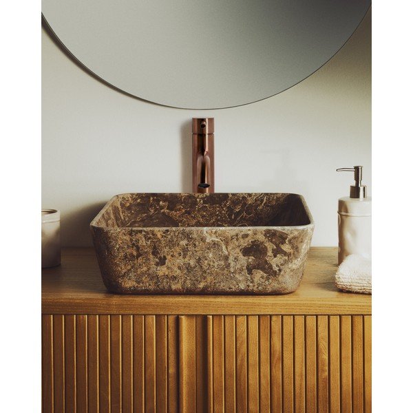 Sivi kameni umivaonik 40x40 cm Darnen – Kave Home-image-1