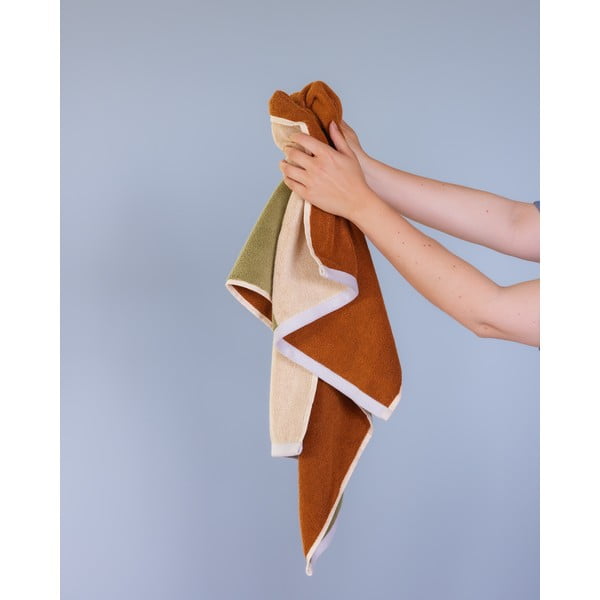 Smeđi pamučan ručnik od frotira 50x100 cm Block – Hübsch-image-2