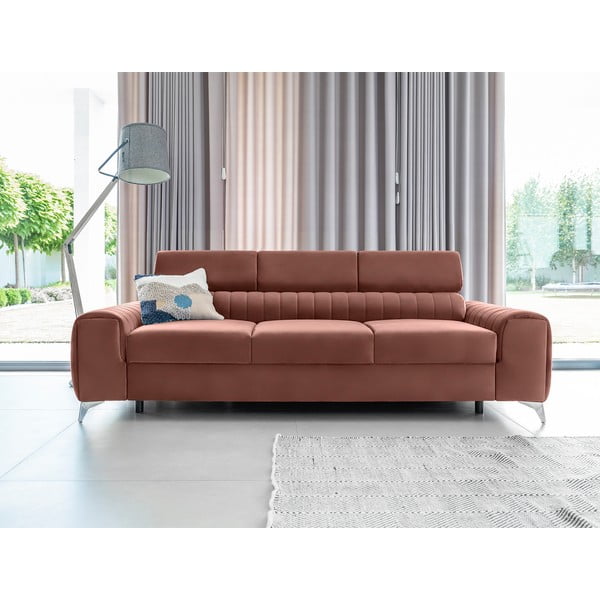 Ružičasta baršunasti sklopiva sofa 261 cm Laurence – ELTAP-image-3