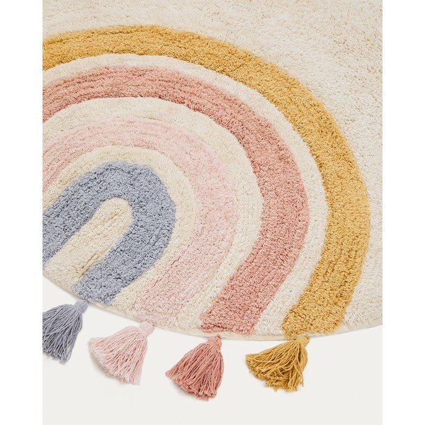 Periv/ručno rađen pamučan dječji tepih boje slonovače ø100 cm Tadea – Kave Home-image-4