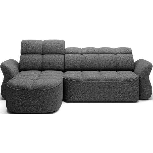 Tamno siva baršunasti sklopiva/s prostorom za odlaganje kutna garnitura (s lijevim kutom/s ležaljkom) Beneth – ELTAP