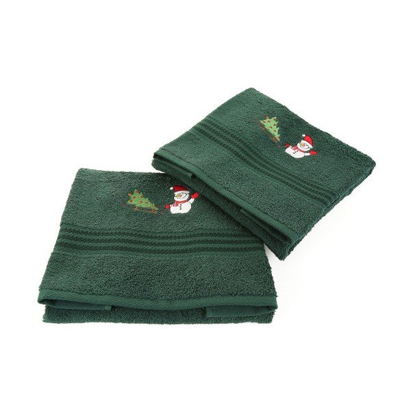 Set od 2 ručnika Corap Green Snowman, 50 x 90 cm-image-1