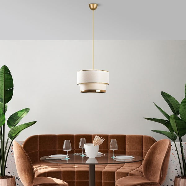 Krem/u zlatnoj boji viseća svjetiljka s tekstilnim sjenilom ø 30 cm Cake – Opviq lights-image-3