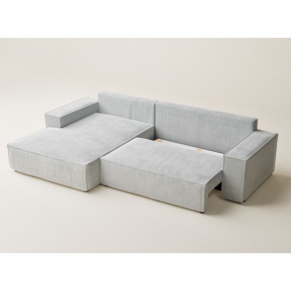 Svijetlo siva sklopiva/s prostorom za odlaganje kutna garnitura od šenila (s lijevim kutom/s ležaljkom) Maze – Maison de Rêve-image-4