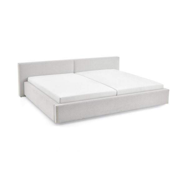 Sivi tapecirani bračni krevet s prostorom za odlaganje s podnicom 200x240 cm Cube – Meise Möbel-image-3
