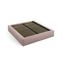 Svijetlo ružičasti tapecirani bračni krevet s prostorom za odlaganje s podnicom 160x200 cm Simon – Micadoni 