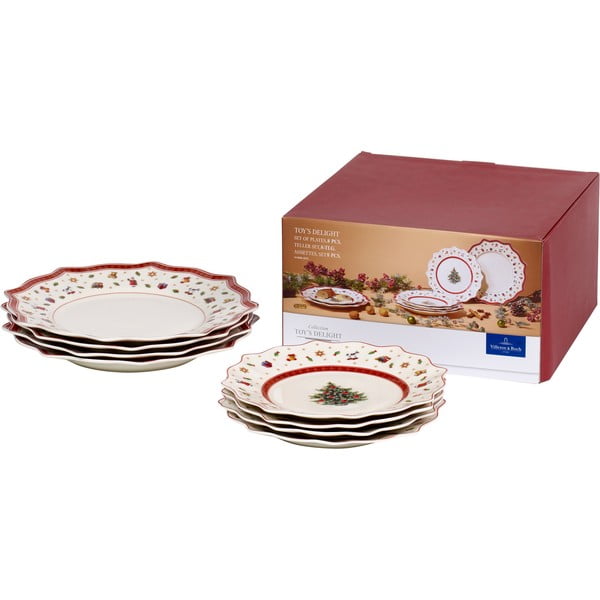 Crveno-bijeli porculanski 8-dijelni set posuđa s božićnim motivom Villeroy & Boch