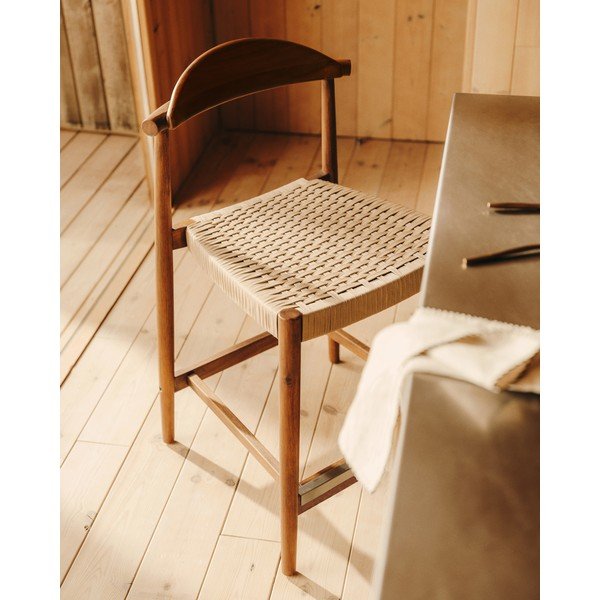 Smeđa vrtna barska stolica od masivnog drveta Nina – Kave Home-image-2