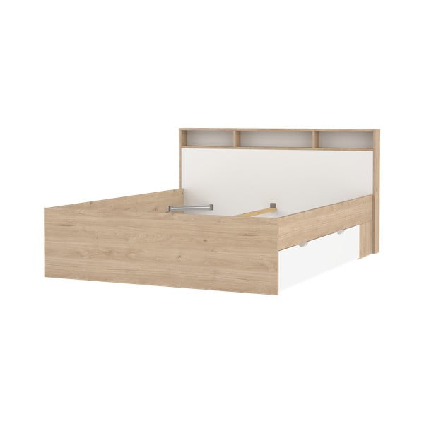 Bračni krevet u dekoru hrasta s prostorom za odlaganje bez podnice 160x200 cm u prirodnoj boji Ikast – Tvilum-image-4