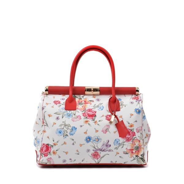 Crveno-bijela kožna torbica s cvjetnim motivom Renate Corsi