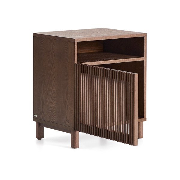 Tamno smeđi noćni ormarić u dekoru oraha s policama Beyla – Kave Home-image-4