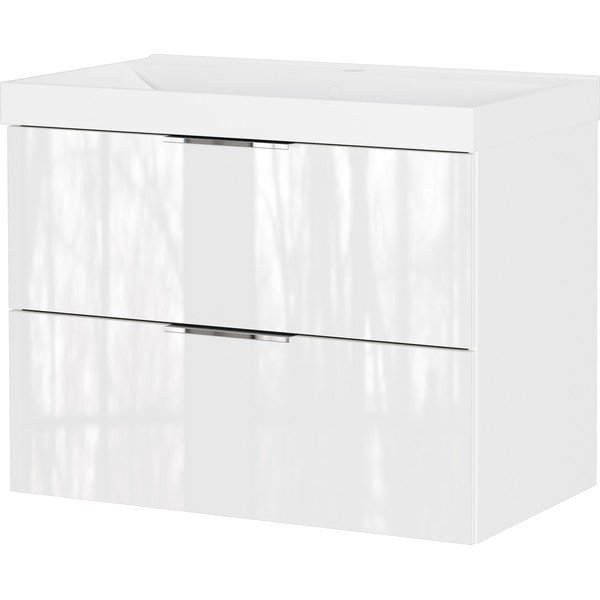 Bijeli zidni ormarić za ispod umivaonika u sjajnom dekoru 81x65 cm Celano – Germania