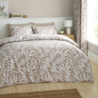 Svjetlo smeđa posteljina za bračni krevet/za produženi krevet 230x220 cm Sorrel Leaves – Catherine Lansfield