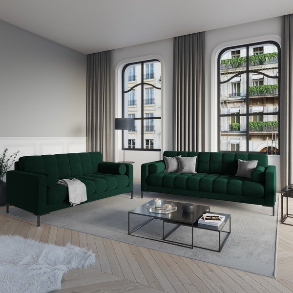 Tamnozelena baršunasta sofa Cosmopolitan Design Bali-image-1