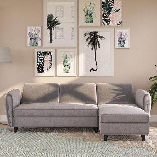 Siva baršunasti sklopiva kutna garnitura Perry – Støraa-image-3