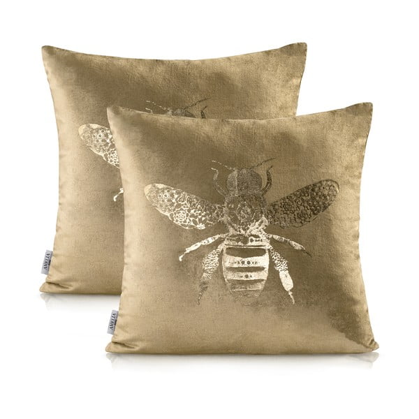 Set od 2 jastučnice u zlatnoj boji AmeliaHome Nancy Bee Gold, 45 x 45 cm