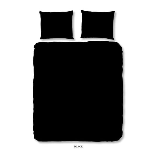 Crna pamučna posteljina za krevet za jednu osobu Good Morning Basso Uni, 140 x 200 cm