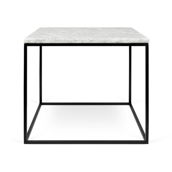Stol za kavu s crnim postoljem i bijelom mramornom pločom TemaHome Gleam, 50 x 50 cm