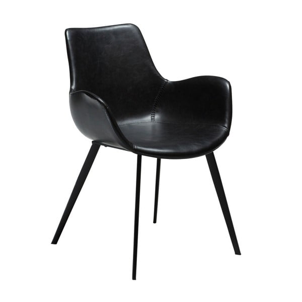 crna stolica od umjetne kože za blagovaonu s naslonima za ruke DAN ispisne Denmark Hype