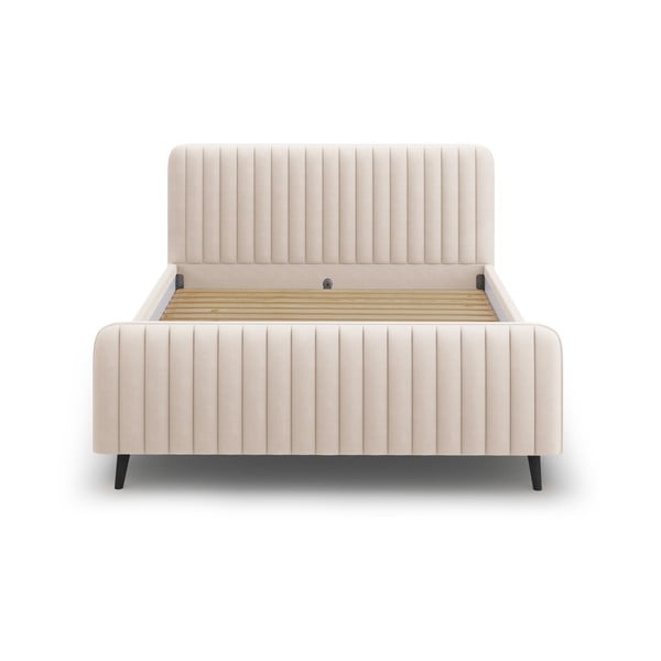 Bež tapecirani bračni krevet s letvicom 180x200 cm Lily - Micadoni Home-image-2