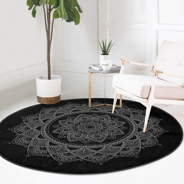 Crni periv/pogodan za robotski usisavač okrugli tepih ø 100 cm Comfort – Mila Home-image-2