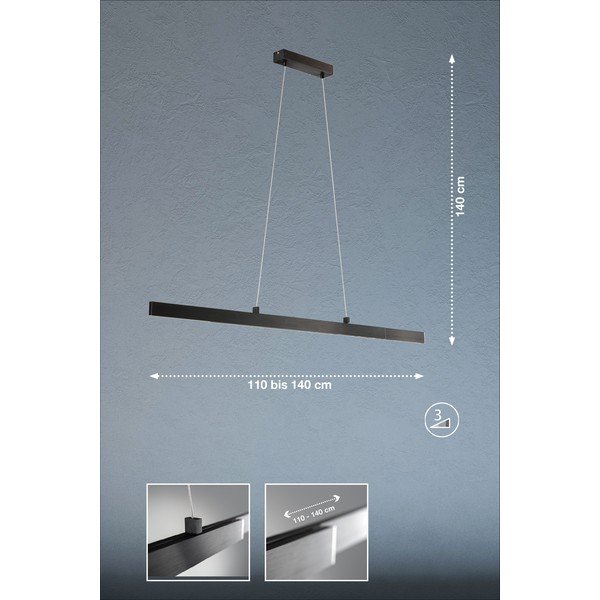 Crna LED viseća svjetiljka s mogućnosti zatamnjivanja Orell – Fischer & Honsel-image-3