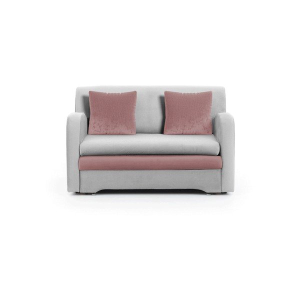 Ružičasta/svijetlo siva baršunasti sklopiva sofa 130 cm Ario – ELTAP