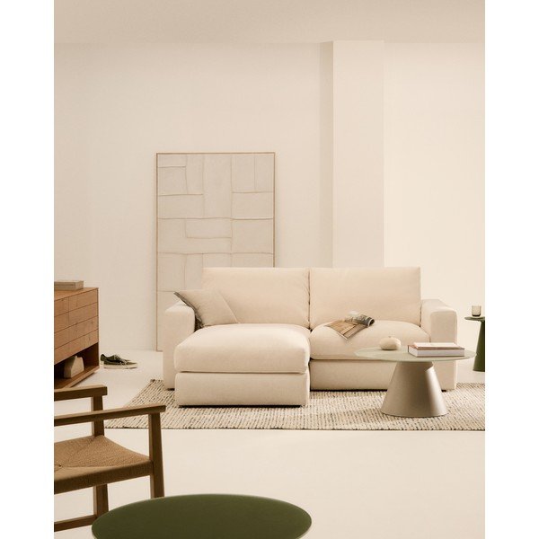 Bež kutna garnitura od šenila (s lijevim kutom/s ležaljkom) Alea – Kave Home-image-1