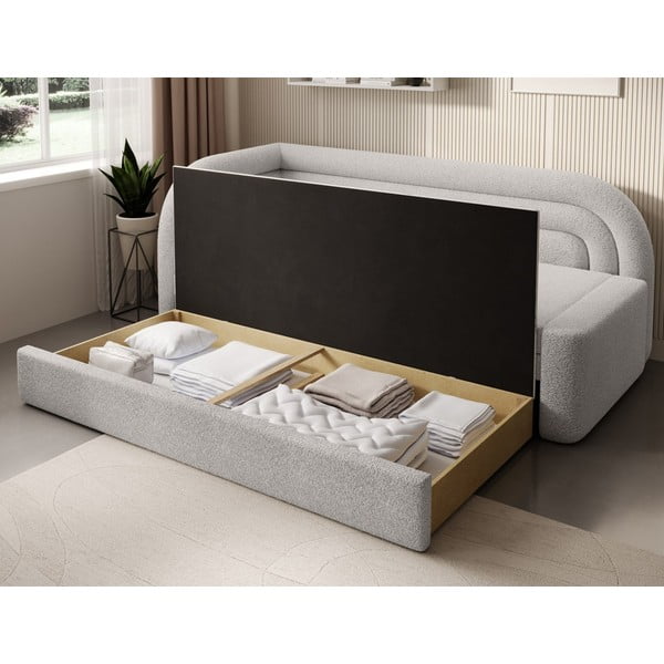 Krem sklopiva/s prostorom za odlaganje sofa od bouclé tkanine s lijevim kutom 223 cm Fabillo – ELTAP-image-4