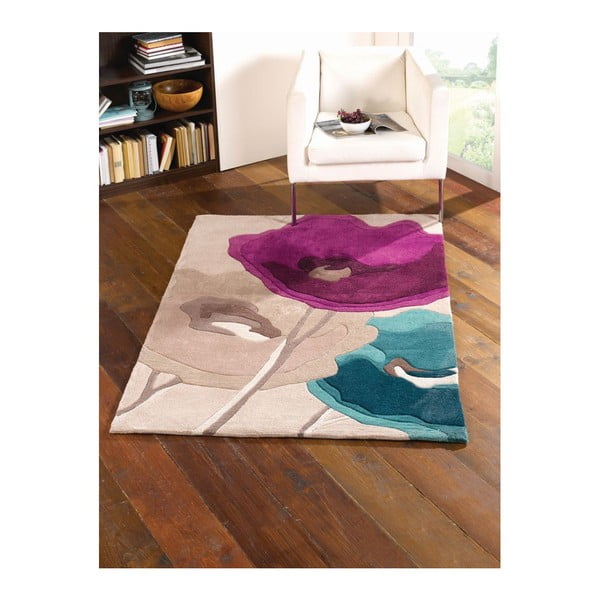 Tepih Cvijeće maka Teal Purple, 160x220 cm