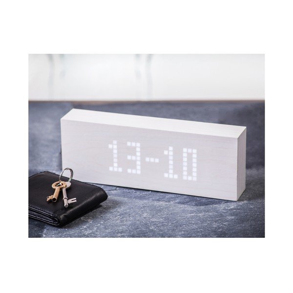 Bijela budilica s bijelim LED zaslonom Gingko Message Click Clock-image-4