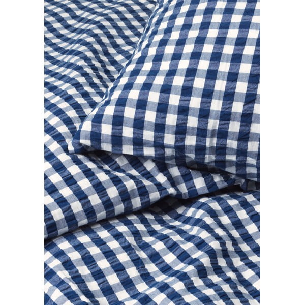 Bijelo-tamno plava posteljina za krevet za jednu osobu od krepa 140x200 cm Bæk&Bølge – JUNA-image-2