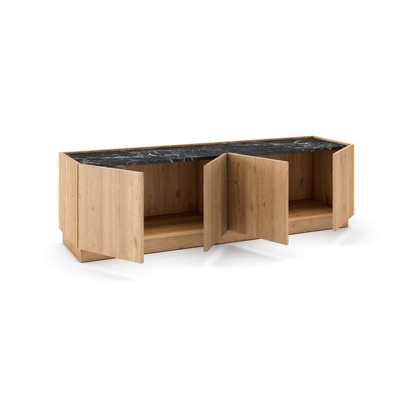 Crni/natur TV stol u dekoru hrasta 160x48 cm Dione - Marckeric-image-4
