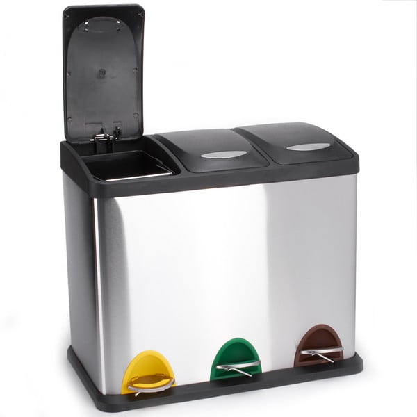 Željezna kanta za smeće 3x8 l za odvojeni otpad/s pedalom u mat srebrnoj boji   Tri Selectif – MSV-image-2