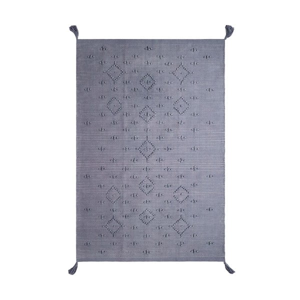 Sivi pamučni ručni tepih Nattiot Grey, 100 x 150 cm
