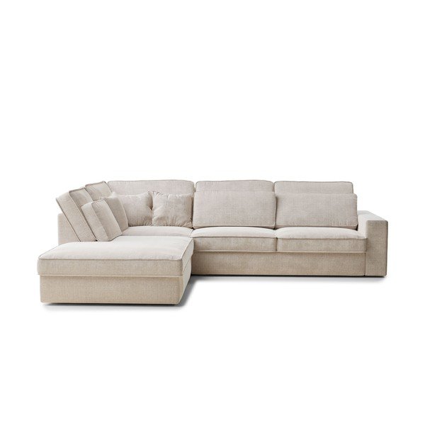 Krem kutna garnitura od šenila (s lijevim kutom/u obliku slova L) Kirou – Maison de Rêve