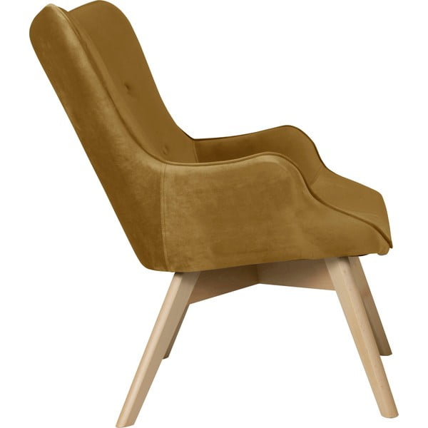 Senf žuta baršunasta fotelja Niko – Ropez-image-3