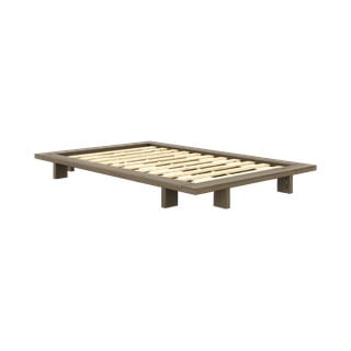 Smeđi krevet od masivnog bora s podnicom 120x200 cm Japan – Karup Design