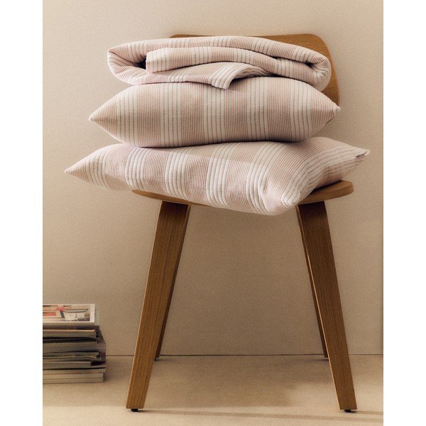 Crveni/bijeli pamučan prošiven prekrivač 240x260 cm Macie – Kave Home-image-4